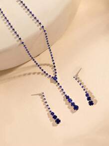 2 pièces Set de collier et boucles d'oreilles étincelants pour femmes, accessoires de bijoux de mariée élégants pour soirée