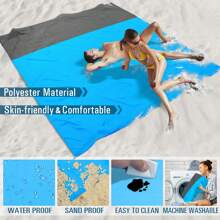 Couverture de plage surdimensionnée et étanche, tapis de plage pliable et imperméable avec poche, portable et léger pour pique-nique, plage de sable, pique-nique en extérieur. Couverture de plage étanche et résistante au sable, idéale pour les pique-niques, les voyages, le camping et la randonnée. Profitez de la plage sans le désordre, couverture de pique-nique