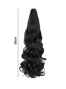 1pc Long Curly Hair Ponytail Clip-On, Big Wave High Ponytail, Natural Hair Ponytail Extension