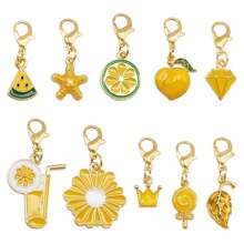 10Pcs Cute Enamel Charms Set - Multicolor Pendants With Lobster Clasp,Bag & Shoe Charm,Jewelry Supplies For DIY Bracelet Keychain
