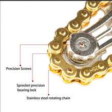 1Pc Metal Gear Chain Fidget Toy, Relieve Stress By Rotating Bicycle Chain With Hands, Multiple Ways To Play,Teen Gift, Desk Toy - Multicolor - View 8