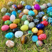 3/6/9 pièces Œufs en pierre naturelle polie - Grands œufs minéraux pour l'équilibrage des chakras, le Reiki et la décoration de Pâques - Couleurs vibrantes, motifs variés, cadeau parfait pour Pâques