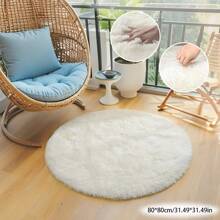 1 pieza Alfombra de área redonda de lujo estilo nórdico en blanco crema, alfombra de unicolor esponjosa adecuada para dormitorio, sala de estar, sofá, uso en todas las estaciones, decoración navideña, para crear una atmósfera acogedora y elegante en el hogar