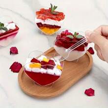 10/20/40个双心形杯，80毫升/2.8盎司，透明塑料，迷你，可重复使用，仅手洗，无涂层，适用于甜点桌、蛋糕、布丁