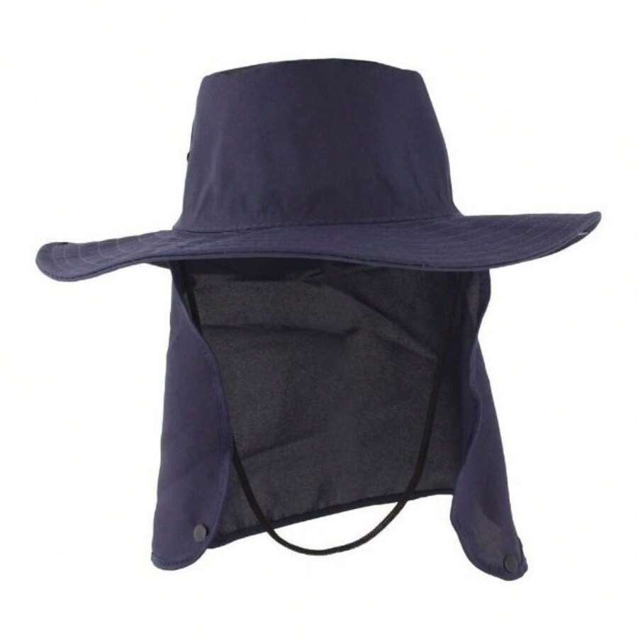 Chapéu Camuflado Pescador Pesca Sol Proteção Nuca Pescoço - Azul-escuro - Visão 1