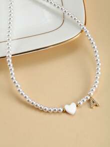 Magic Fish 1 件树脂仿珍珠简约 26 个字母吊坠项链，可定制情侣、朋友、同学的名字