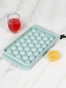 Molde de cubitos de hielo redondo de 33 celdas con tapa, molde de bolas de hielo de plástico, fabricante de bolas de hielo esféricas, caja de hielo con tapa, molde de cubitos de hielo de plástico para congelador, molde creativo de bolas de hielo - Multicolor - Ver 9