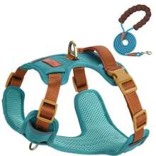 Heavy Duty Tactical Dog Harness Set, Suitable For Large Dogs, Adjustable Non-Pull Pet Chest Strap Reflective Service Training Easy Control Dog Vest