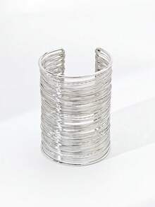 1 件女士夸张多层金属时尚手镯，时尚百搭，适合派对佩戴 - 銀色846 - 查看 2