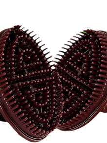 1pc Scalp Massage Brush Portable Shampoo Brush Shower Brush Meridian Gua Sha Massage Brush Hair Brush Comb - Brown - View 4