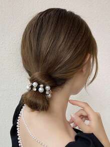 1Pc Elegant Faux Pearl Rope Female Simple Temperament Hair Rope Korean Online Celebrity Elastic Hair Tie Ponytail Headdress Holster. Hair Ties Ponytail Holders Hair Elastics Hair Rubber Bands Scrunchies Elastic Hair Tie, Hair Bobbles