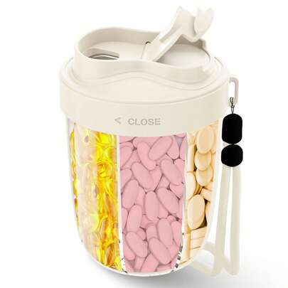 Pill Organizer Bottle Dispenser, Large 7 Compartment Mega Vitamin Weekly Pill Box Container, Travel Medicine Storage Case For Storing Pill Bottles