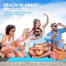 Couverture de plage surdimensionnée et étanche, tapis de plage pliable et imperméable avec poche, portable et léger pour pique-nique, plage de sable, pique-nique en extérieur. Couverture de plage étanche et résistante au sable, idéale pour les pique-niques, les voyages, le camping et la randonnée. Profitez de la plage sans le désordre, couverture de pique-nique