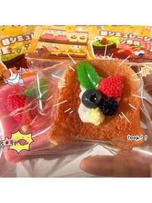 1 件水果吐司柔软玩具，柔软硅胶减压创意手工礼物，开学礼物