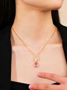 1pc Luxury Niche Design Waist Pendant Necklace, Adjustable Clavicle Chain For Women, Multiple Styles Available