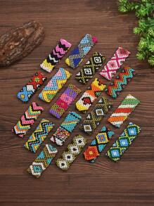 1pc Bohemian Style Beaded Elastic Bracelet For Women (Bead Color And Floral Pattern May Vary Slightly)