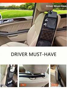 1 Stück Autositz-Organizer Tasche in Schwarz, Auto Aufbewahrungstasche mit vielen Fächern, Netz-Hänge-Aufbewahrungstasche für Autositz, Seitentasche mit Getränke- und Handyhalterung, Mehrzweck-Aufbewahrungstasche, Autoaccessoires, Reisezubehör