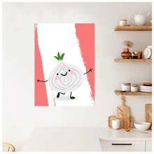 1pc Frameless Cute Vegetable Humorous Onion Carrot Broccoli Tomato Sausage Posters Vintage Painting Printing Wall Arts Modern Minimalist Restaurant Kitchen Wall Art Decoration Home Decoration ,Wall Art With Frame