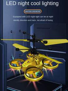 1 pieza Dron volador con sensor de infrarrojos y control remoto, material resistente a los choques, sensor de gestos, luz LED, juguete de avión de control remoto, regalo para niños y niñas (con o sin control remoto, posibles pequeñas variaciones de tamaño debido a la medición manual, accesorios de color aleatorio)