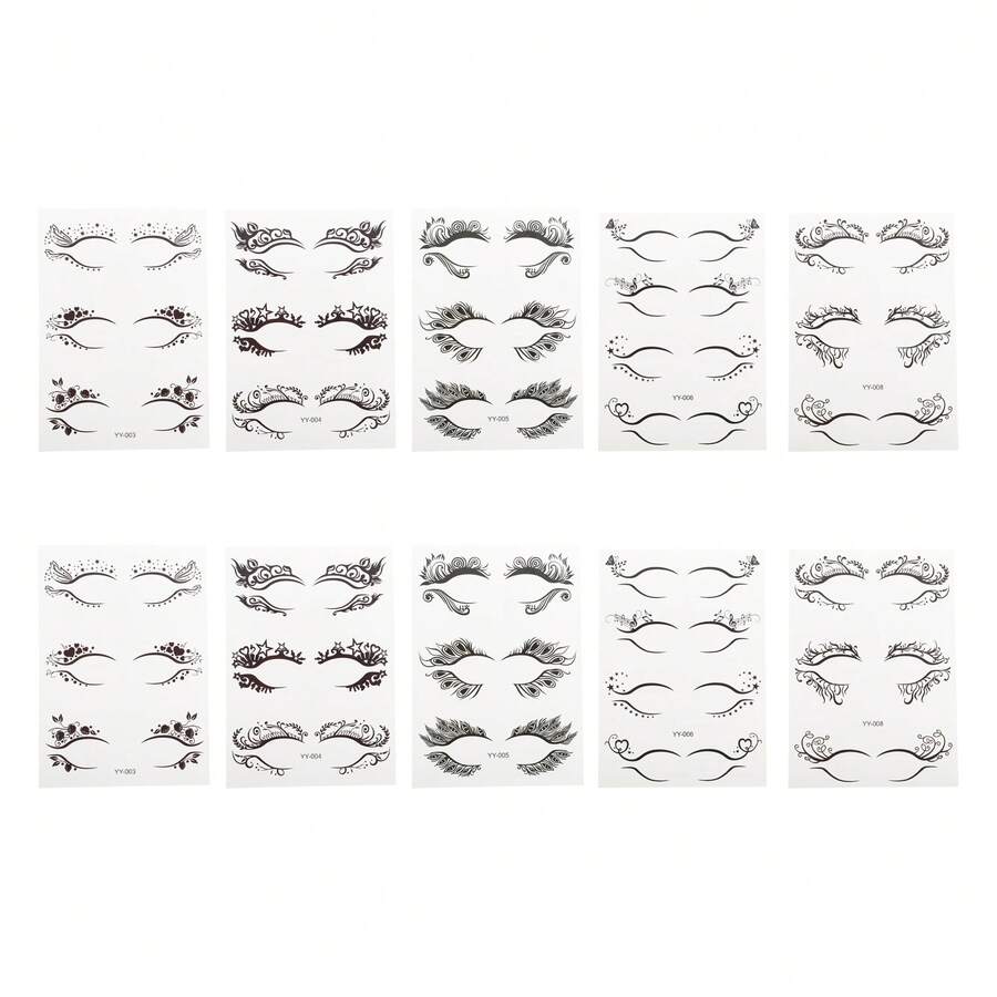 Realistic Eyelash Temporary Tattoo For Adult 10 Pcs - Style 1 - View 1