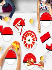 10pcs Cartoon Birthday Party Supplies Cartoon Plate, Paper Cup, Napkin, Suitable For Birthday Party Outdoor Party Camping