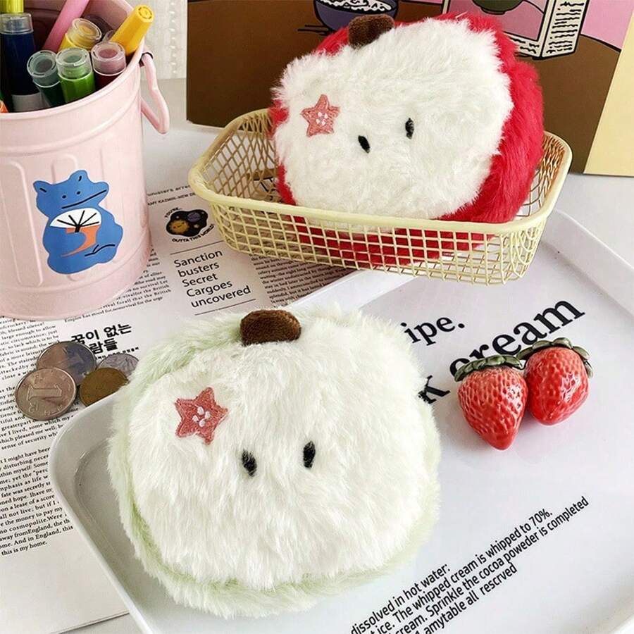 NYXIA 1/2pcs Kawaii Cartoon Apple Plush Coin Purse Girl Cute Plush Coin Wallet Key Storage Bag Holiday Party Gifts Mini Wallet Summer - Multicolor - View 1