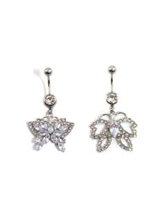 2pcs Of Non Piercing Fashionable Navel Nails, Painless Navel Rings, Cubic Zirconia Inlaid Butterfly Women's Summer Belly Dance, Beach Party, Bar Navel Nails, Navel Rings