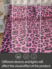 Bộ ga trải giường 4 món 100% Polyester họa tiết da báo hồng (2 vỏ gối + 1 ga trải giường + 1 ga bọc nệm) - Nhiều màu - Xem 8