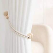 1pc/2pcs Bohemian Style Magnetic Curtain Tie Backs, Creative Curtain Accessories, Window Decoration Ropes - Beige - View 4