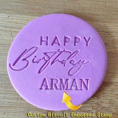 Molde personalizado y grabado en relieve para galletas, diseño 3D para decoración de pasteles, herramientas de corte DIY, plantilla de pastel de azúcar, molde de pastel con nombre en relieve hecho a mano para decoración de bodas, dulces blandos y pasteles