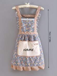 Women's Custom Floral Ruffle Apron Dress - Cute Princess Style Kitchen Apron With Towel, Oil-Proof Cooking Apron, Suitable For Home, Baking, Cleaning, Decorative Apron With Pockets, Oil-Proof Apron, Custom Homewear, Pastoral Style Apron, Gift For Her Home Chef Apron, Adjustable Vintage Apron, Create Housewife Look - Multicolor - View 10