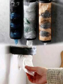 1pc Wall-Mounted Trash Bag Holder With Pull-Out Design, For Home Kitchen Storage, Shopping Bag Organizer, Room Home Decor (Reusable, Space Saving) - Multicolor - View 2