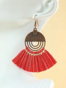 TopHanqi 3pcs/7pcs/12pcs/18pcs Random Bohemian Hollow Vintage Tassel Earrings Set, Multicolor Geometric Fan Shaped Dangle Earrings, Suitable For Daily Wear, Commuting, Party, Date, Gift, All Season