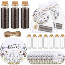 10/30 Juegos de recuerdos para fiesta de baby shower Botellas organizadoras de vidrio "Baby in Bloom" con tapón de corcho, etiquetas de agradecimiento y bolsa de organza, recuerdos para fiesta de revelación de género para invitados, sin semillas - Multicolor - Ver 1