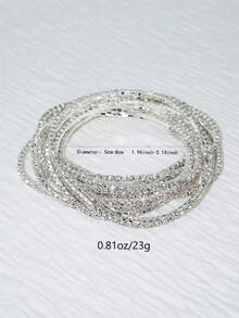 10 件/批 闪光白水晶弹性手链 适合派对和正式场合 - Silvery*10PCS - 查看 5