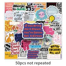 50Pcs Snarky Stickers Letter Stickers Fun Stickers Reading Stickers Sarcastic Stickers Cartoon Stickers Motivational Stickers Vinyl Waterproof For Laptop Phone Car Skateboard Water Bottles Scrapbooking Computer Journaling,School Supplies,Back To School