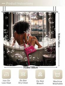 Bộ 4 rèm tắm họa tiết phòng tắm. Bao gồm một rèm tắm chống thấm nước dùng để ngăn bồn tắm, một rèm ngăn phòng tắm chống thấm nước kèm 12 móc, một thảm chùi chân chống trượt, một miếng lót bồn cầu hình chữ U và một miếng lót nắp bồn cầu. Đây là một bộ đồ dùng trang trí phòng tắm. Phụ kiện phòng tắm, Trang trí mùa thu, Trang trí phòng tắm, Trang trí trường học - Nhiều màu - Xem 6