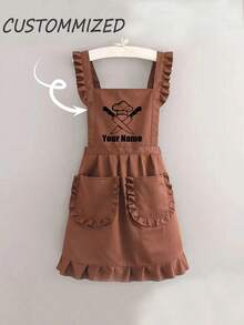 1pc Customized Printed Apron, Elegant Ladies Customized Printed Apron, Waterproof And Stain-Resistant, Cute Lace Skirt Apron, Black Anti-Stain Apron, Sleeveless Apron, Suitable For Home, Kitchen, Nail Salon, Cooking, Baking, Nail Salon, Ladies Workwear, Coffee Smock, Household Cooking Cleaning Sleeveless Bib Apron, Customizable Text And Personalized Photo Cooking Supplies, Washing Gloves - Multicolor - View 11