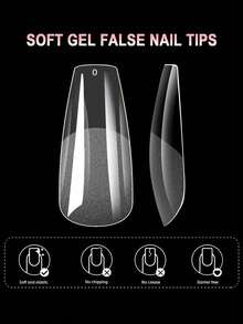 240pcs Matte Finish Full Cover Press-On Nails, Coffin Shaped Artificial Nails, Thin Front Thick Back Design For Secure Fit, Reusable Gel Extension Nail Stickers, DIY Nail Art Supplies For Women