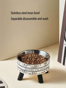 PETSIN 1Pc New Pet Bowl Cat Neck Guard Bowl Stainless Steel Large Capacity Dog Bowl Cartoon Cat Rice Bowl - Multicolor - View 7