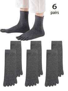 3/6/9 Pairs Men's Solid Color Straight Mid-Calf Toe Socks, Unisex Back To School Pride Month(US) Antibacterial Moisture Wicking Fabric, Suitable For Men And Women, All Seasons, Seamless Fit Any Foot - Multicolor - View 31