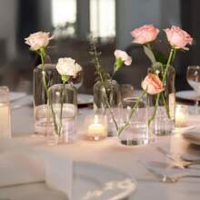 1PC Glass Hydroponic Vase Minimalist Transparent Glass Vase Cylinder Flower Vase Use For Floral Wedding Home Decor