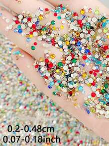 2.000 Peças Assortidas Tamanho Pedras de Strass de Vidro Bottom Plano, Pedras de Strass Redondas Multicoloridas K9 Bottom Plano, Decoração de Unhas