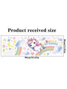 1pc Rainbow Unicorn Wall Sticker Durable Waterproof PVC Sticker Self-Adhesive Easy To Peel Suitable For Wall Stickers Bedroom Window Stickers Background Wall Decoration Living Room Home Decoration Make Your Home Refresh Holiday Decoration Stickers Birthday Graduation Gift