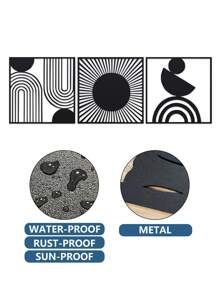 Modern Abstract Geometric Metal Wall Art - Contemporary Iron Hanging Ornaments For Living Room, Bedroom, Lounge - No Electricity Required, Featherless Home Decor Set Room Decor Bedroom Decor Wall Decor