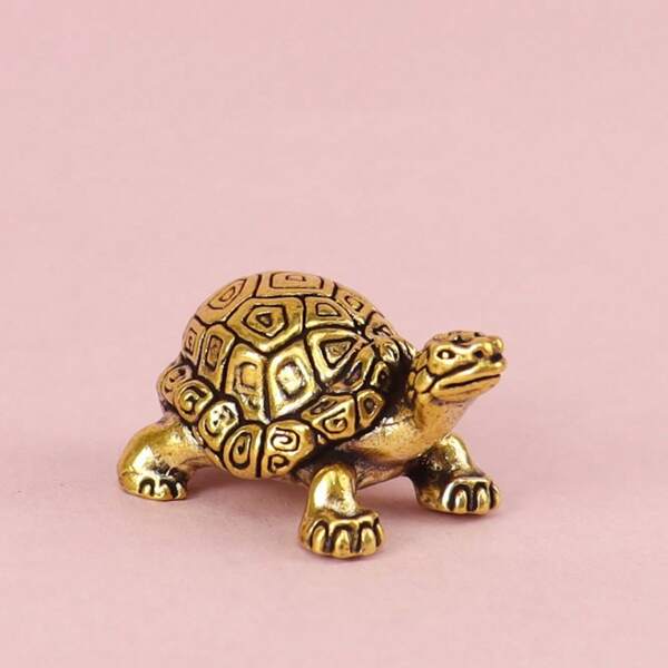 Goldene Bronze Schildkröte Heim-Dekoration: Süß gelbe Messing Schildkröten Statue für Heim Dekoration - Keine Elektrizität erforderlich - Für Wohnzimmer & Büro - Perfektes Geschenk für Tierliebhaber & Heim-Dekorations Enthusiasten
