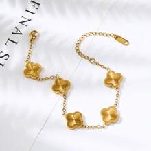 Lucky Clover Bracelet For Women Men Girls Boys 18K Gold  Link Bracelets Adjustable Plated Jewelry Wedding Christmas Birthday Best Gifts - 彩色 - 查看 7