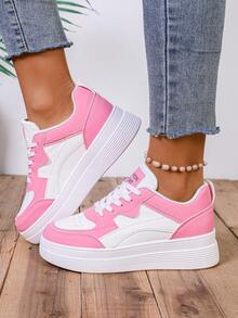 秋冬女士休闲厚底运动鞋、厚底运动鞋、户外运动鞋 - 淺粉色 - 查看 5