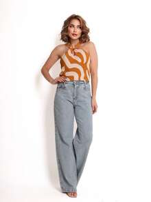 Duna Women's Tank Top Twist Front And Back Basic - Rust Brown - View 4