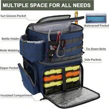50L Waterproof Fishing Backpack With Insulated Dual Cooler & Rod Holders, Multi-Functional Tackle Bag For Camping, Hunting & Outdoor Adventures, Premium Nylon Travel Gear Organizer, Ideal Fishing Gift For Men - Blue - View 9